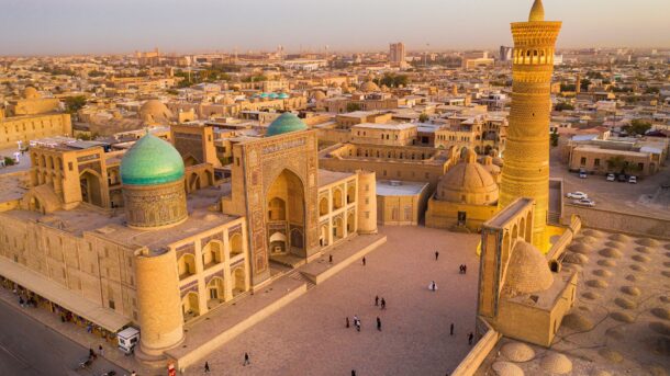 Aerial view of Bukhara, historic silk road, Uzbekistan