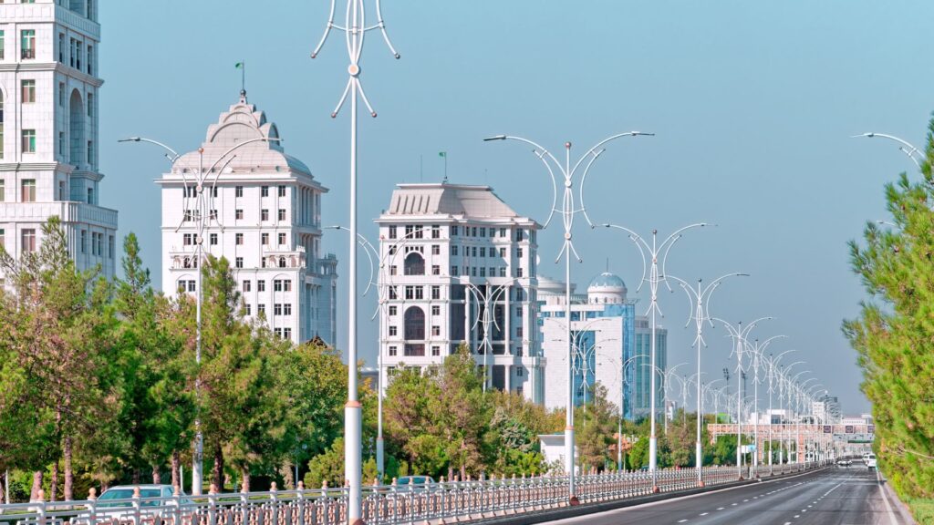 Marble buildings in Ashgabat, Turkmenistan
