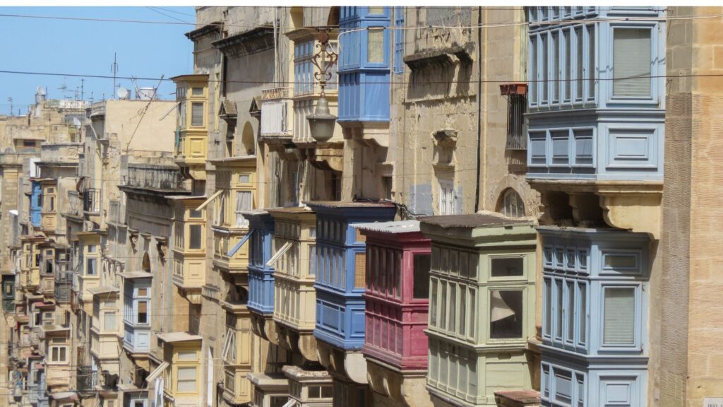 Typical gallarija balconies in Valletta