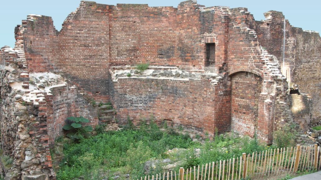 Ancient Roman city wall ruins of Londonium in London