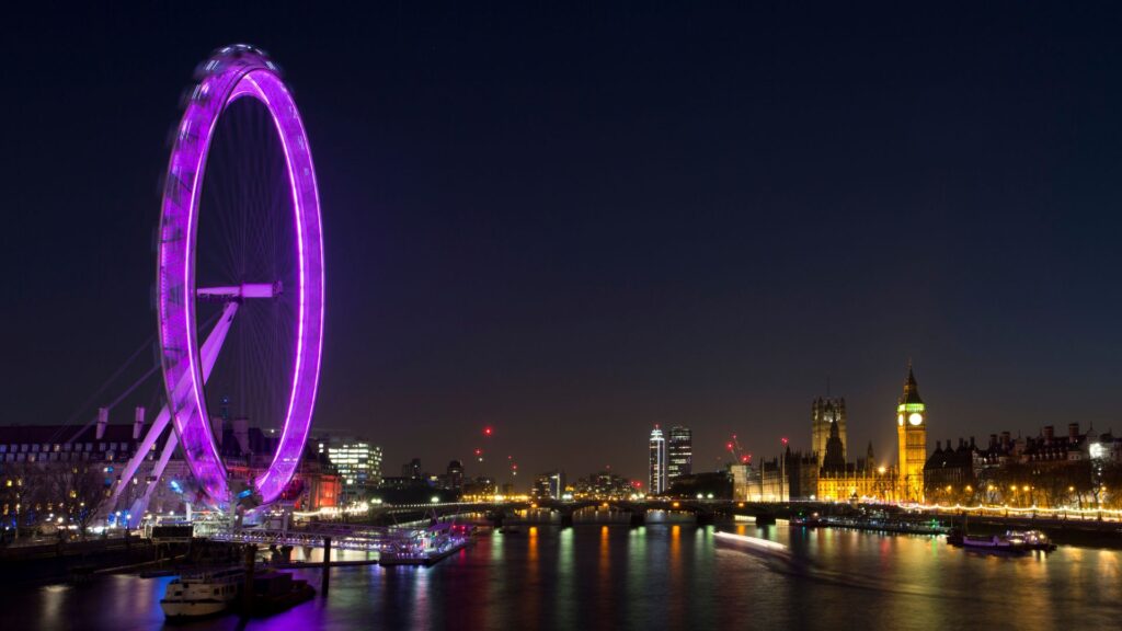 London Eye, Westminster, and the Big Ben at night