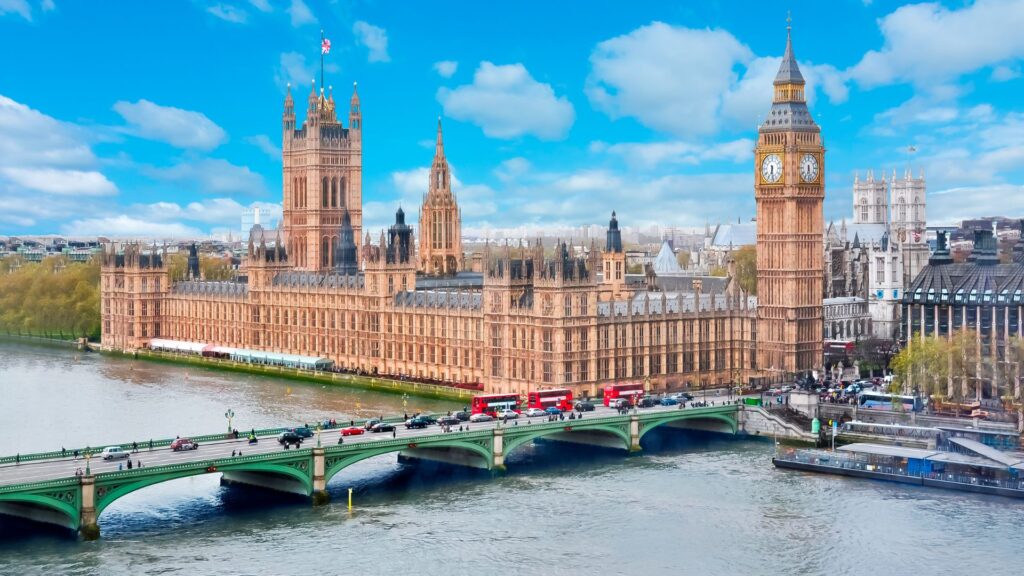 View of the Palace of Westminster and the Big Ben