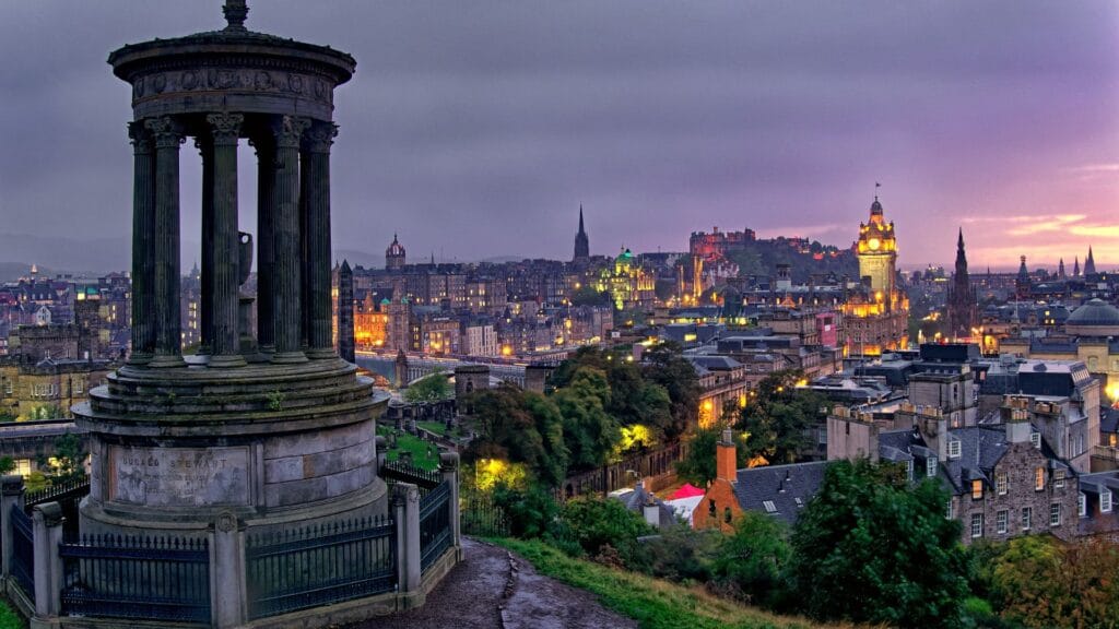 View of Edinburgh in the evening from Calton Hill